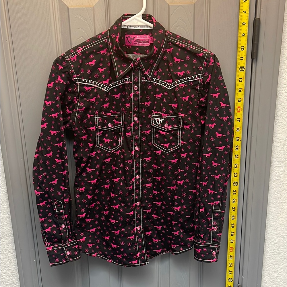 Kids Pink and Black Button Down Shirt